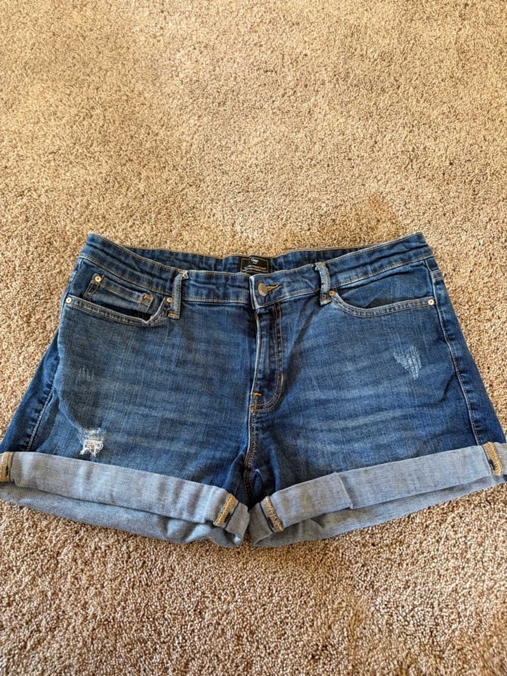 GAP Rolled Cuff Distressed Denim Shorts in Blue